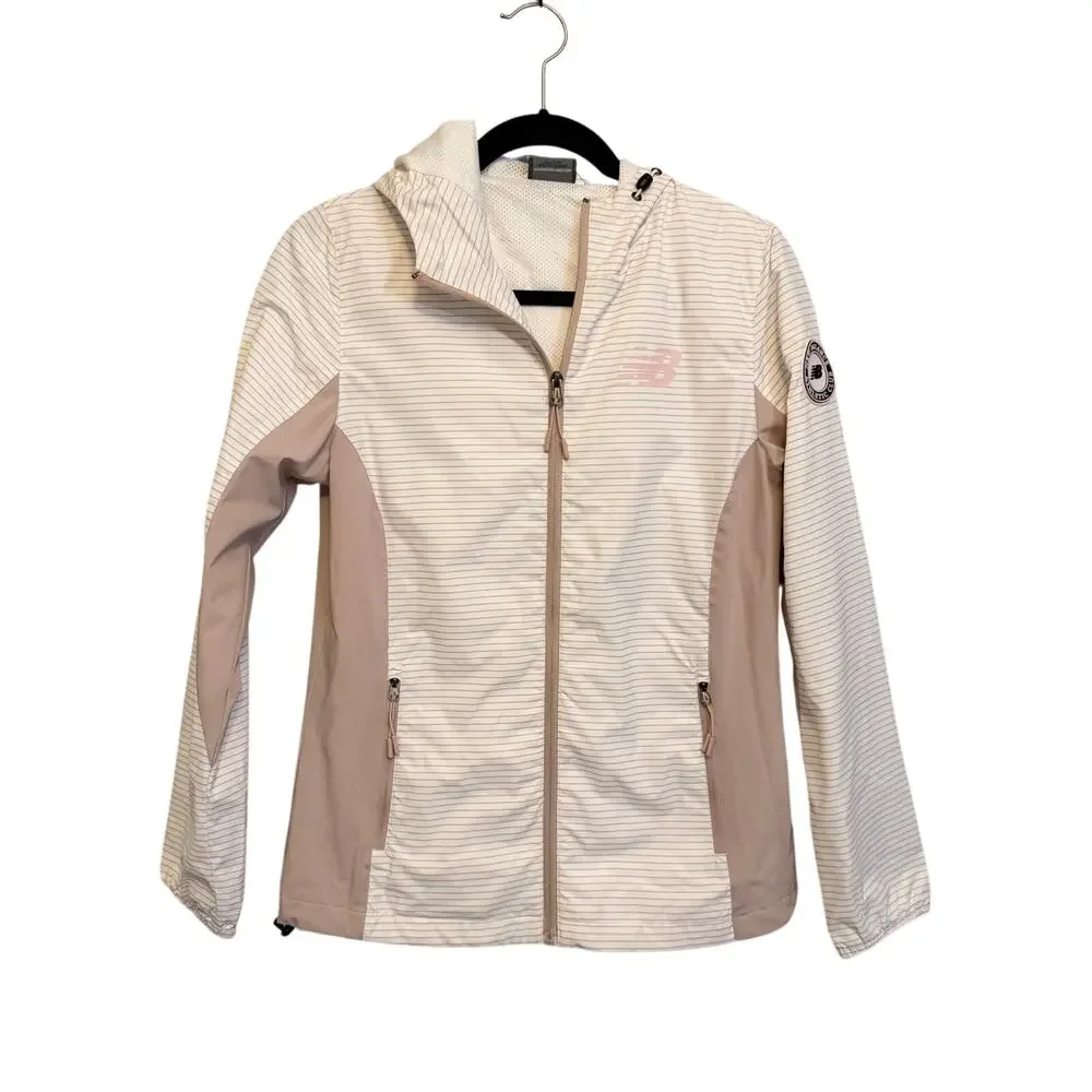 New Balance Windbreaker Jacket Small Pink Striped Gorpcore Athleisure Hiking NWT